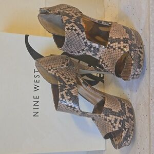 Nine West Snake Print Platform Heels